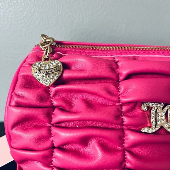 Juicy Couture Pink Flash Run the World Shoulder Barrel Bag Ruched Faux L… - Picture 3 of 5